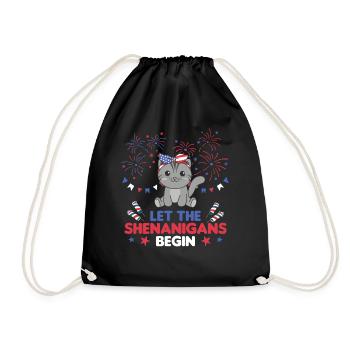 Joyeux 4ème chat mignon avec feux d’artifice Amérique - Sac de sport léger - noir - Devant