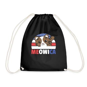 Chat pour le quatrième de juillet drapeau américain Meowica - Sac de sport léger - noir - Devant