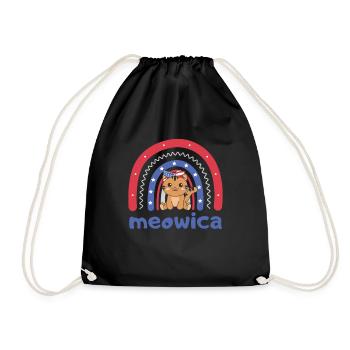 Katze für den vierten Juli USA Regenbogen Meowica - Turnbeutel - Schwarz - Vorne