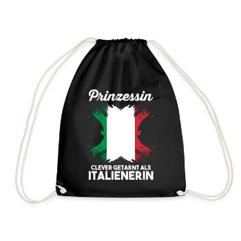Prinzessin Italia Italiener Italienisches Italien - Turnbeutel - Schwarz - Vorne