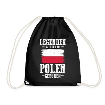 Polska Polen Pole Polnisches - Turnbeutel - Schwarz - Vorne