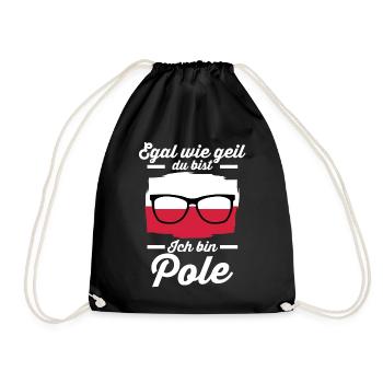 Polska Pole Polnisches Polen - Turnbeutel - Schwarz - Vorne