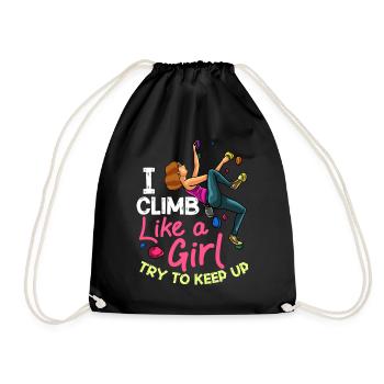 Felsklettern Klettern Indoor Bouldern Mädchen Wand - Turnbeutel - Schwarz - Vorne