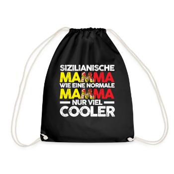 Sizilianerin Sizilienische Mamma Sizilien Mutter M - Turnbeutel - Schwarz - Vorne