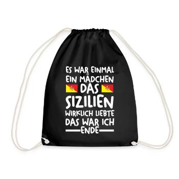 Sicilia Sizilien Italien Sizilianerin - Turnbeutel - Schwarz - Vorne