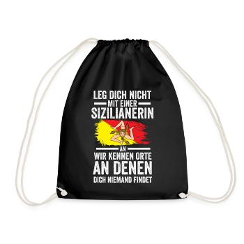 Sicilia Sizilien Sizilianer Sizilianisches - Turnbeutel - Schwarz - Vorne