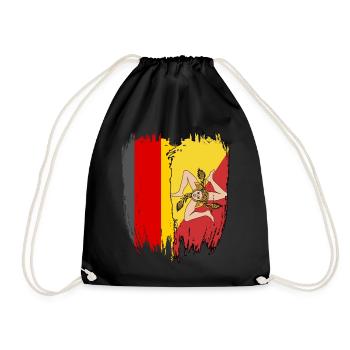 Deutschland Flagge Sizilien - Turnbeutel - Schwarz - Vorne