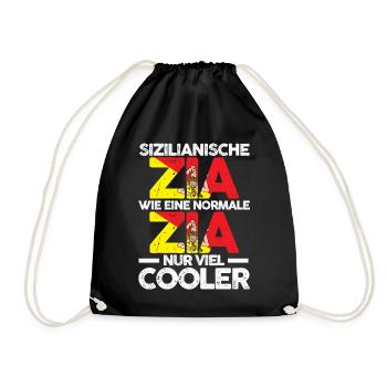 Sicilia Zia Sizilianerin Tante Sizilien - Turnbeutel - Schwarz - Vorne