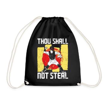Baseball Fan Catcher Bible Quote - Drawstring Bag - black - Front
