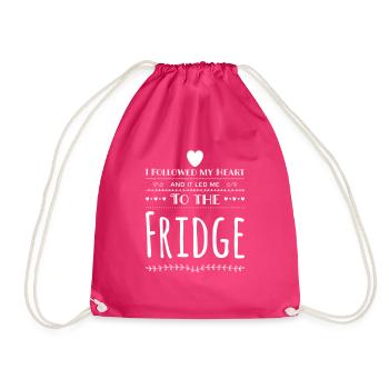 I Followed My Heart And It Led Me To The Fridge - Drawstring Bag - fuchsia - Front