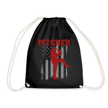 Baseball Fan Pitcher Vintage - Turnbeutel - Schwarz - Vorne