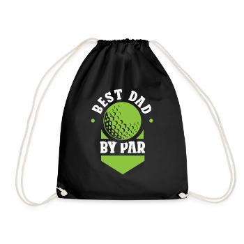 Best Dad By Par Golf Golfer Golfing Papa Father - Drawstring Bag - black - Front