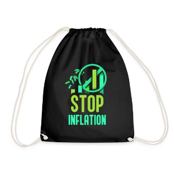 Stop Inflation Humor Money Printing Stagflation - Drawstring Bag - black - Front
