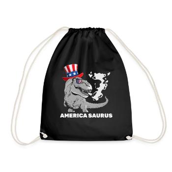 America Saurus Party Dinosaur Patriotic 4th Of - Turnbeutel - Schwarz - Vorne