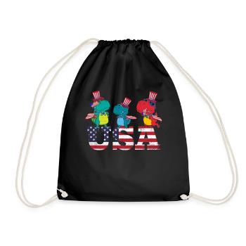 Usa American Flag Party Dinosaures portant le drapeau - Sac de sport léger - noir - Devant