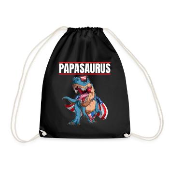 Papasaurus Patriotic Dinosaur Papa avec drapeau Cape - Sac de sport léger - noir - Devant