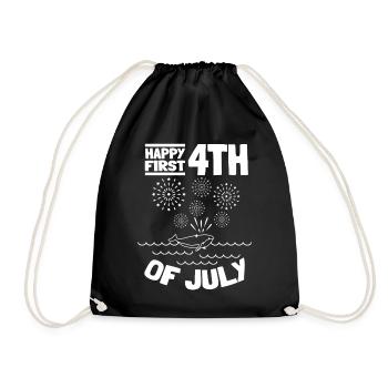 Pregnancy Baby Shower Patriotic Day Happy First - Turnbeutel - Schwarz - Vorne