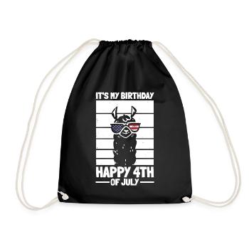 Patriotic Llama Patriotic It's My Birthday Happy - Drawstring Bag - black - Front