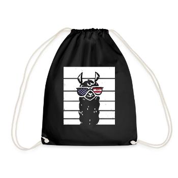 Patriotic Llama with Sunglasses US Flag 4th Of - Drawstring Bag - black - Front