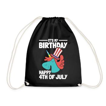Birthday Party Unicorn It's My Birthday Happy 4th - Turnbeutel - Schwarz - Vorne