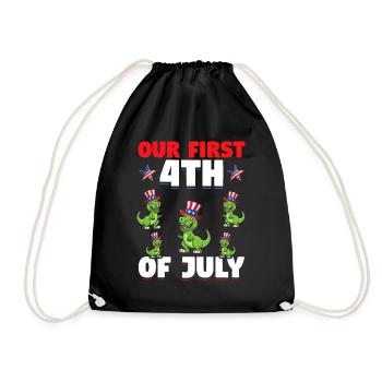 Patriotic Dino Patriotic Dinosaur Our First 4th Of - Turnbeutel - Schwarz - Vorne