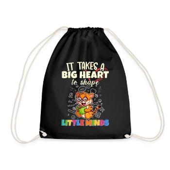 It Takes A Big Heart To Shape Little Minds Teacher - Drawstring Bag - black - Front