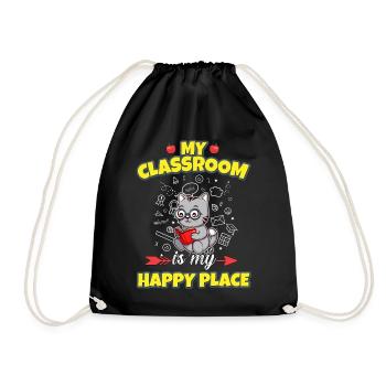 My Classroom Is My Happy Place Elementary Teacher - Turnbeutel - Schwarz - Vorne