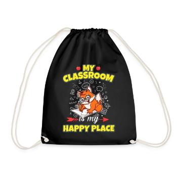 My Classroom Is My Happy Place Elementary Teacher - Turnbeutel - Schwarz - Vorne