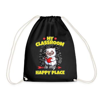 My Classroom Is My Happy Place Elementary Teacher - Drawstring Bag - black - Front