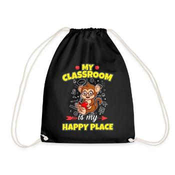 My Classroom Is My Happy Place Elementary Teacher - Drawstring Bag - black - Front
