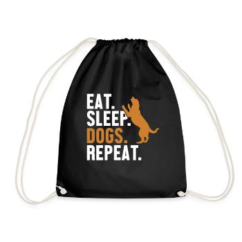 Eat Sleep Dogs Repeat Dog Mom Dogfather Dog Daddy - Drawstring Bag - black - Front