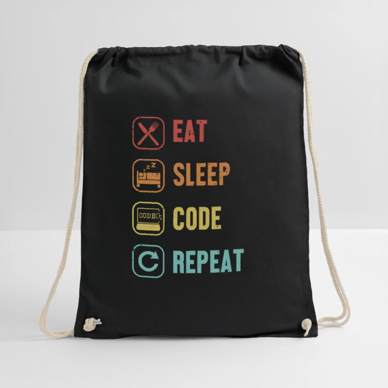 Eat Sleep Code Repeat Full Stack Coder Software Drawstring Bag