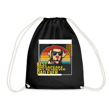 Best Chesapeake Bay Retriever Dad Ever T Shirt - Drawstring Bag - black - Front