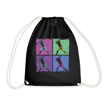 Baseball Fan Retro Vintage Batter - Drawstring Bag - black - Front