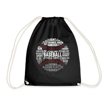 Baseball Fan Word Cloud Baseball - Turnbeutel - Schwarz - Vorne