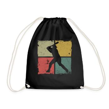 Baseball Fan Retro Vintage Batter - Drawstring Bag - black - Front