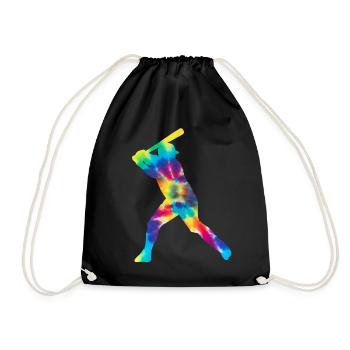 Baseball Fan Tie Dye Batter - Drawstring Bag - black - Front