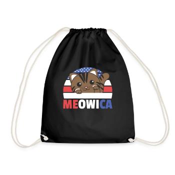 Katze für den vierten Juli USA Flagge Meowica - Turnbeutel - Schwarz - Vorne