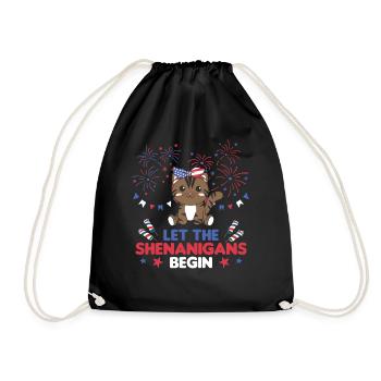 Joyeux 4ème chat mignon avec feux d’artifice Amérique - Sac de sport léger - noir - Devant