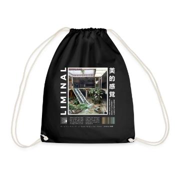 Liminal Spaces Retro 80s & 90s Aesthetic Vaporwave - Drawstring Bag - black - Front