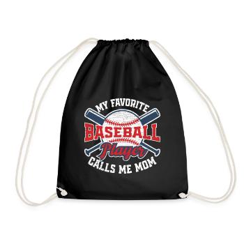 Baseball Mom Mutter Geschenk Baseballspieler - Turnbeutel - Schwarz - Vorne