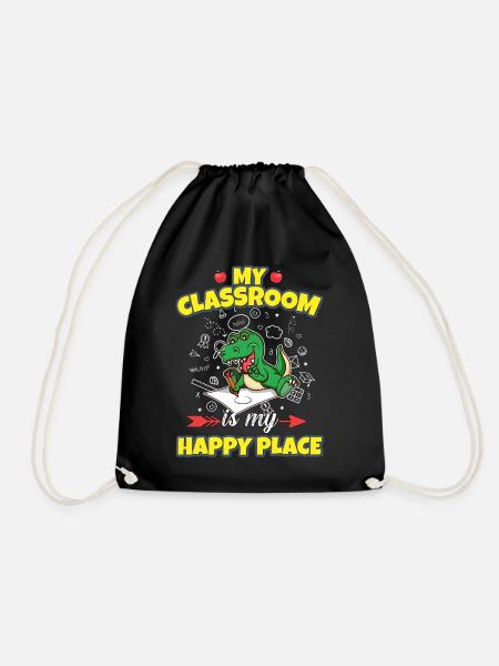 My Classroom Is My Happy Place Elementary Teacher - Drawstring Bag - black