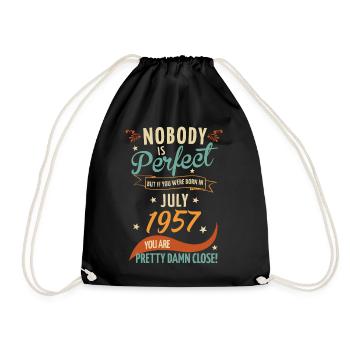 Nobody is perfect born in July 1957 - Drawstring Bag - black - Front