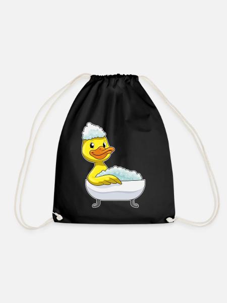 Duck Bathing Bathtub - Drawstring Bag - black