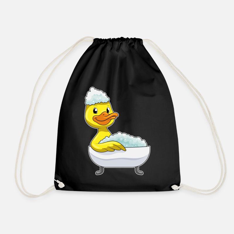 Duck bathing with bathtub & foam - Drawstring Bag - black
