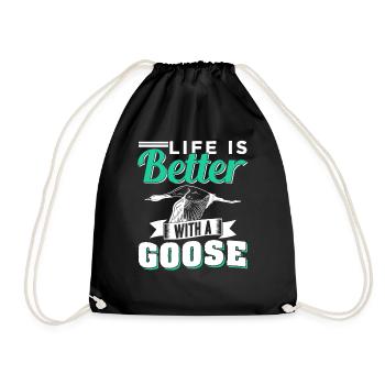 Life Is Better With A Goose Animal Geese - Drawstring Bag - black - Front