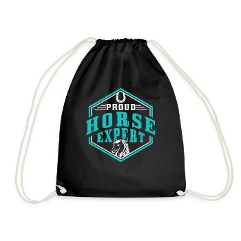 Proud Horse Expert Horse Riding Rider - Drawstring Bag - black - Front