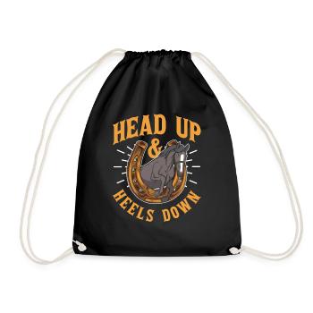 Head Up And Heels Down Rider Horse Riding - Drawstring Bag - black - Front