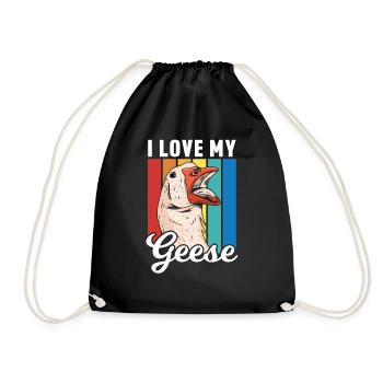 I Love My Geese Animal Owner Pet Goose - Drawstring Bag - black - Front