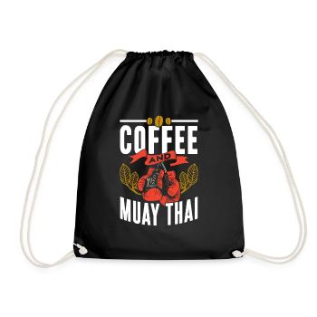 Kaffee Und Muay Thai Kampfsport Kampf Kämpfer - Turnbeutel - Schwarz - Vorne